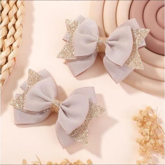 2Pcs/set Baby Dovetail Bow Hair Clips for Women Girls Handmade Glitter Bowknote Hairpins Daily Bowknot Headwear Hair Accessories