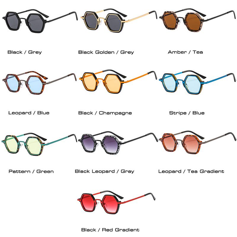 SHAUNA Retro Punk Men Polygon Square Sunglasses Fashion Clear Ocean Gradient Lens Eyewear Women Trending Sun Glasses UV400
