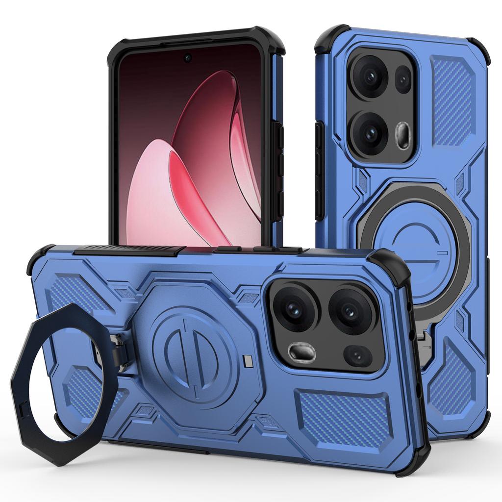 For Oppo Reno13 Pro 5G Magnetic Case Rotating Metal Kickstand Shockproof PC+TPU Phone Back Cover