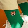 SNOOZY Rat Panda Face Embroidered Socks (Natural Green)