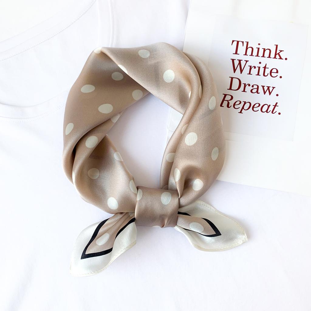 100% Pure Silk Scarf Women Neck Hair Band Foulard Square Small Headband  Fashion Print Neckerchief Scarves Bandana 53*53cm