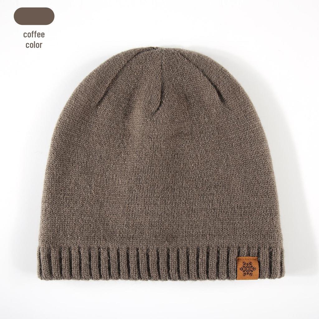 Men's Double-Layer Knitted Wool Hat for Autumn/Winter - Velvet Lined for Warmth and Cold Protection