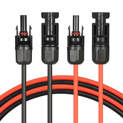 1 paire de câbles d'extension pour panneau solaire 10 AWG (3 m, noir, 3 m, rouge) / 6 m, noir, 6 m, rouge, avec connecteurs femelle et mâle