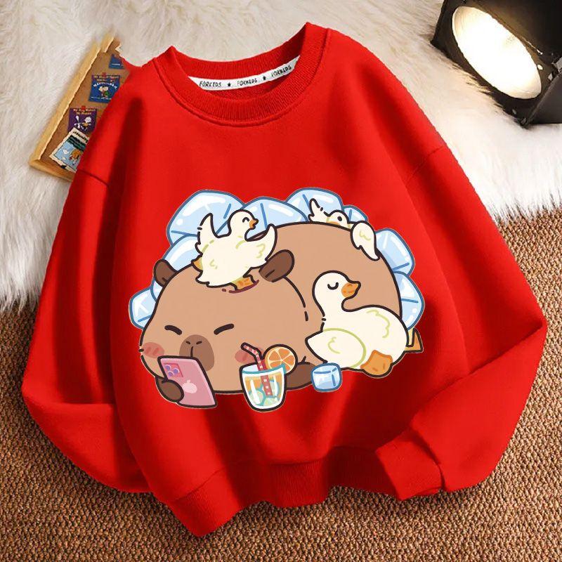 Niedlicher Capybara-Hoodie für Kinder, lässige langärmlige Jacke für Jungen und Mädchen Frühling und Herbst