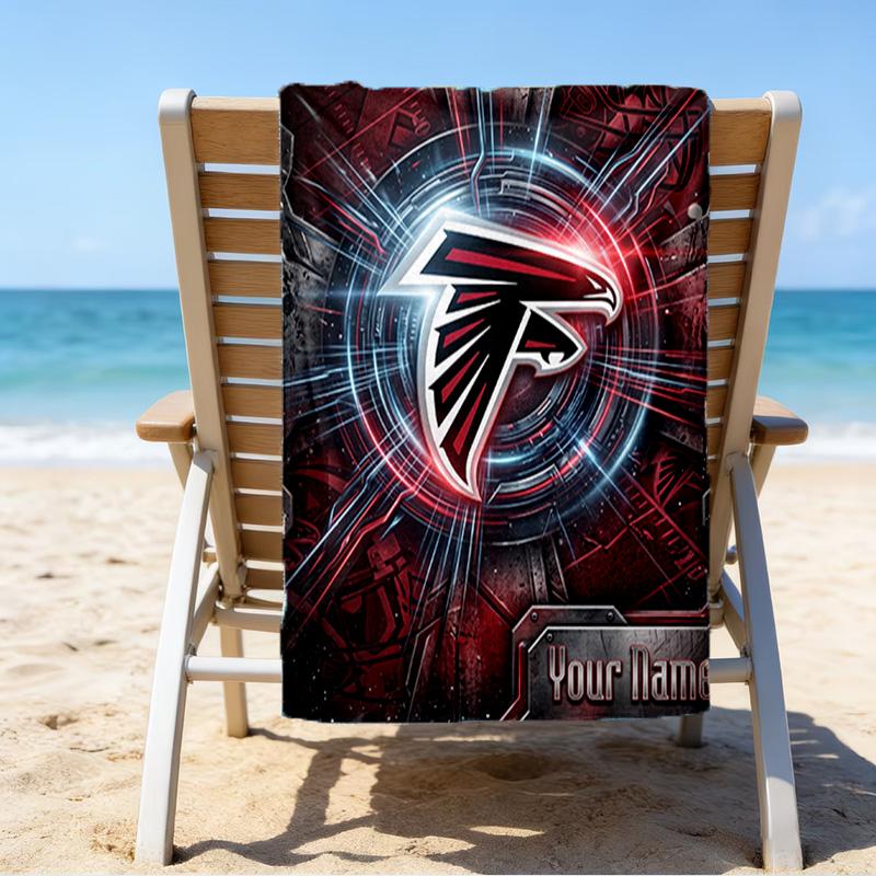 Custom Name Beach Towel Atlanta-Falcons Rise Up Beach Towel, Soft Microfiber, Gift for Her/Him, Birthday, for Pool, Beach, Travel, Fan gifts