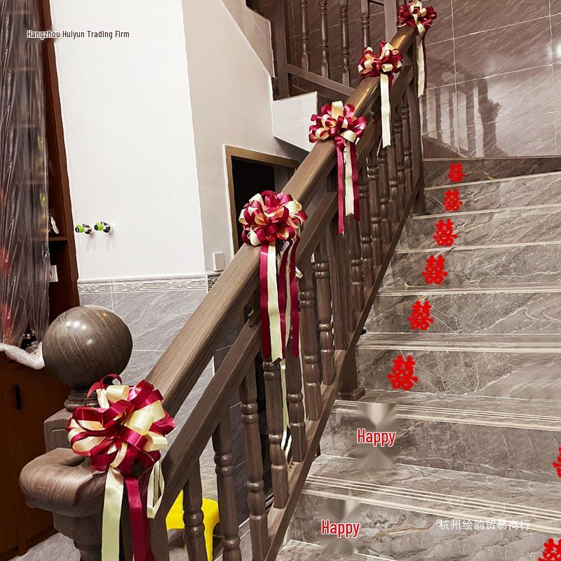 Wedding Stair Railing Flower Bow Decoration Set
