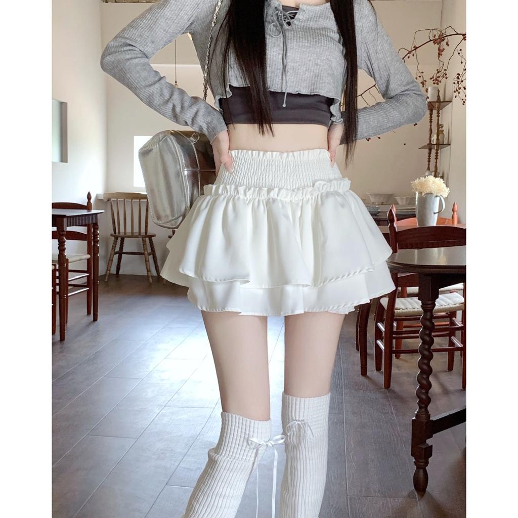 Women's High Waist A Line Skirt Shorts Tiered Ruffle Layered Mini Skirt Pants