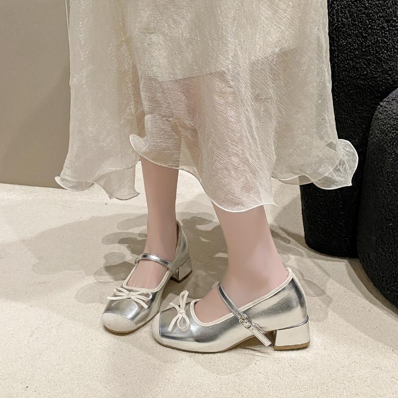 Beautiful Single Shoes Women's Cheongsam Shoes Thick Heel Mary Jane High Heels Small Inner Height Increase Women's Shoes