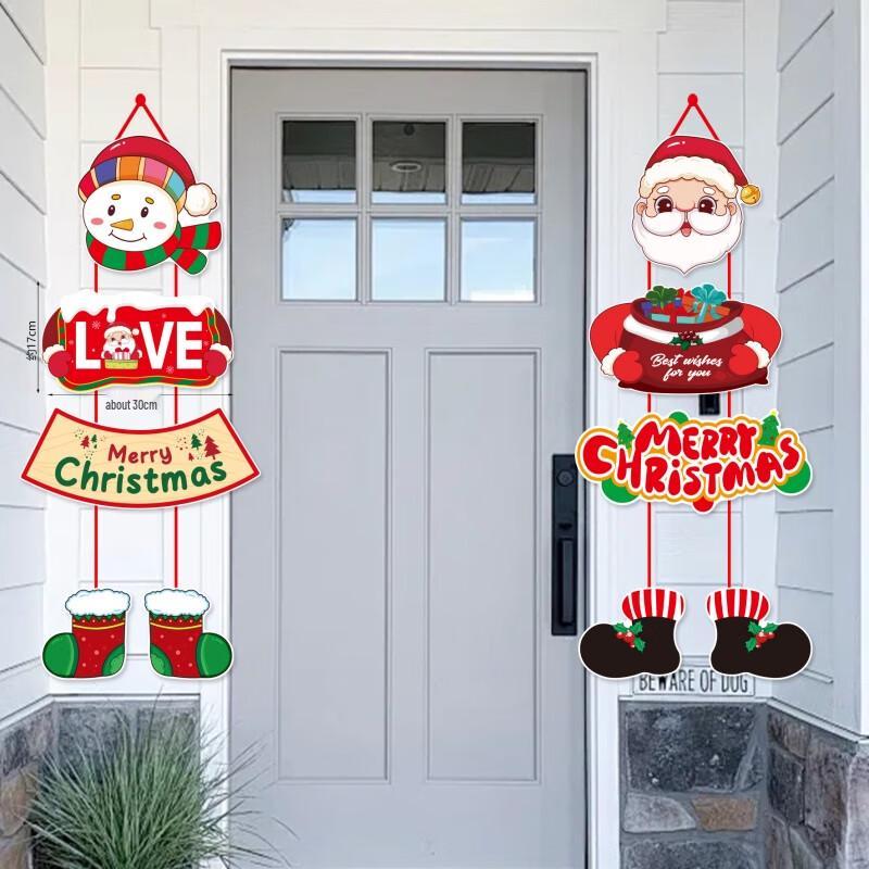 Christmas Santa & Snowman Door Hanger Set