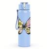 1PC Pastel Double Butterfly Floral Graphic,750ml Color Plastic Sports Water Bottle,Leakproof Flip Straw Lid,Suitable for Sports Office Home Use
