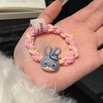 Cartoon Fabric Label Zootopia Judy Hopps Nick Wilde Hair Tie High Elasticity Braided Ponytail Holder Versatile Hair Band for