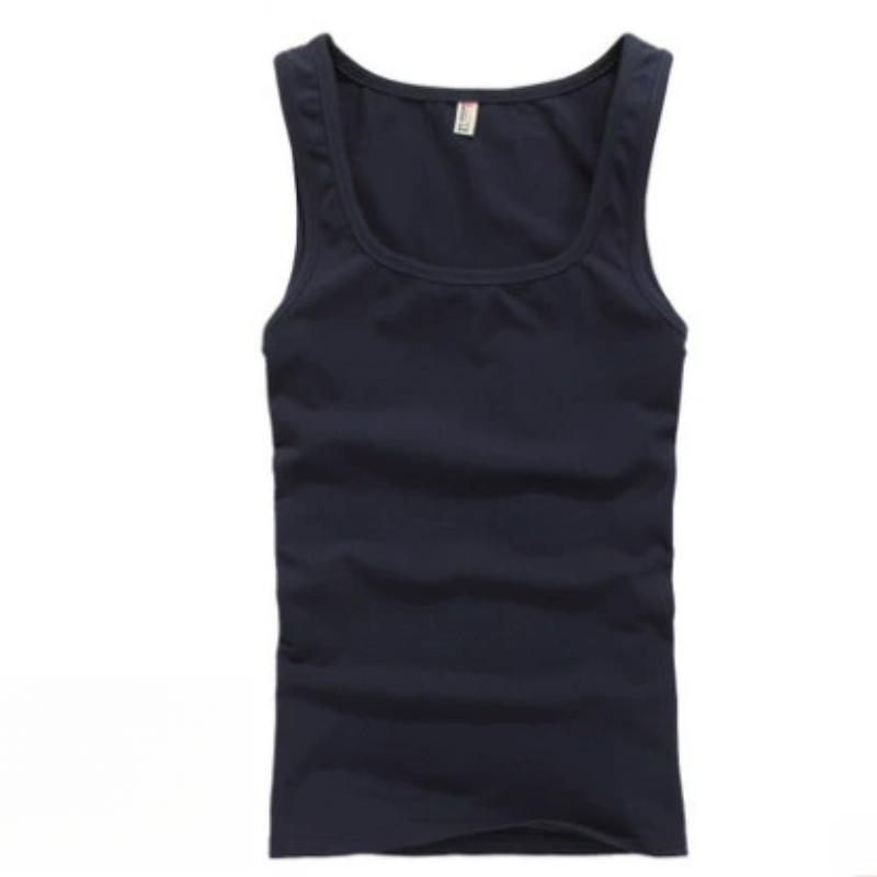 Male s Square Neck Cotton Vest, Male s Summer Fitness, Tight Fitting Exercise Base, Square Neck Vest, Male s Slim Fit XXL темно-синий