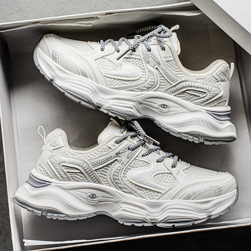 2025 spring men's shoes new breathable mesh shoes men's trend versatile platform sports shoes casual dad shoes men