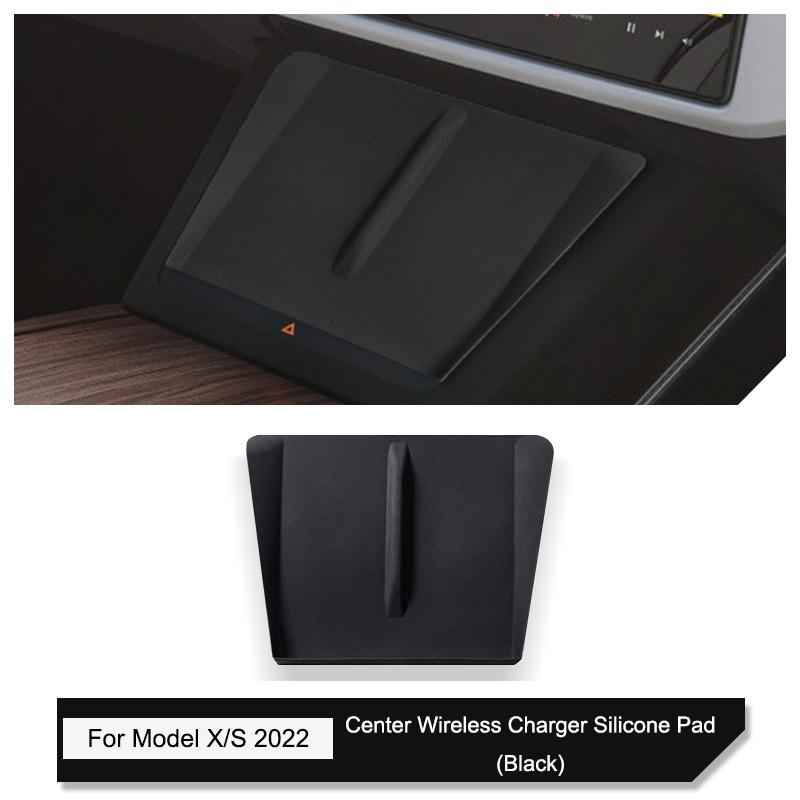For Tesla Model 3/Y/X/S 2021-2024 Central Control Wireless Charging Silicone Pad Non-slip Pad Dust-Proof Charger Protect Cover