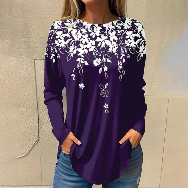 Autumn 3D Print Women Oversized O Neck Long Sleeve Tops T Shirt Ladies Clothing