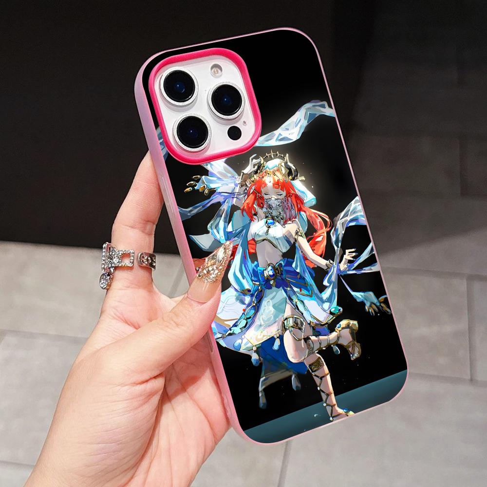 Game GI Nilou Jelly Double layer Rose Red Mobile Phone Case for iPhone 17 16 15 14 13 12 11 Air Pro Max Plus Protective