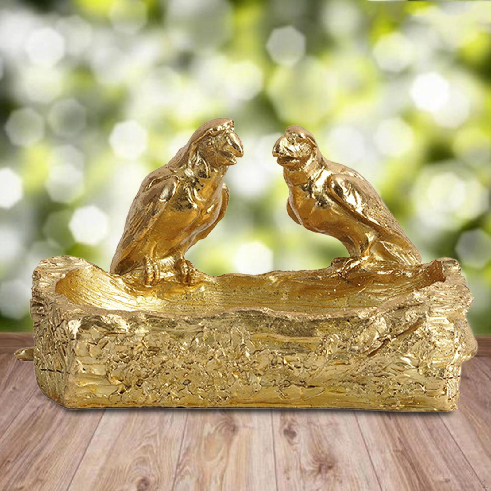 

Resin Parrot Statues Vanity Tray Figurine Sculptures Storage Box for Bedroom Bar Aureate