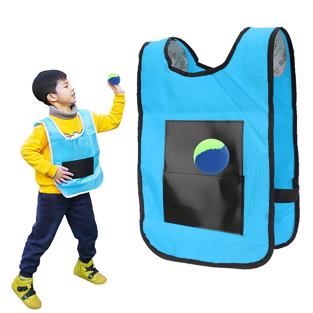 Verdant Touch Kid Throwing Game Children's Dodgeball Tag Stickness Vest Outdoor Throwing Target Game with Balls for Kids, Blue