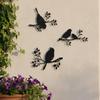3 Pièces Art Mural Oiseau sur Branche Design Fer Forgé Silhouette Aviaire Intérieur Extérieur