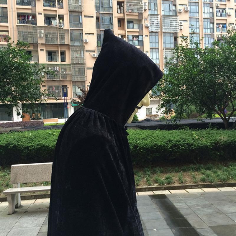 Halloween Cape Cospl Masquerade Costume Witch Cape Witch Elf Golden Velvet Cloth Cape 1.7 Meters