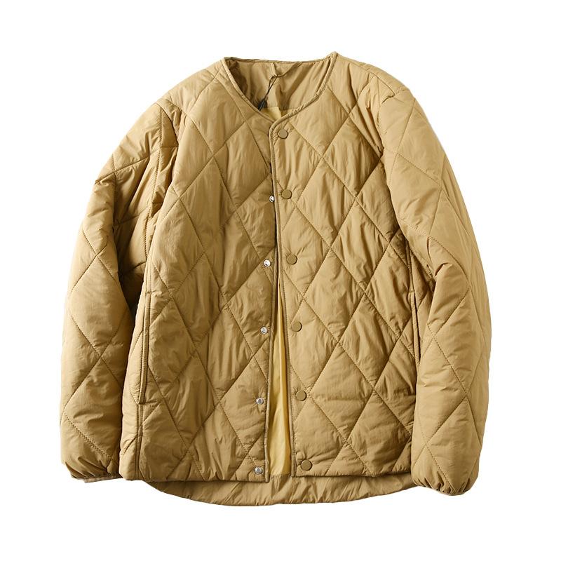 Chaqueta Cortavientos Cálida de Diseño Cuadrícula de Diamantes para Otoño e Invierno para Hombre Chaqueta Sencilla Holgada de Color Sólido
