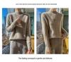 Women's Korean Style Wool Cable Knit Sweater - Thick Half-High Neck Base Layer for Autumn/Winter 2025