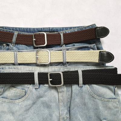 Weaving Waist Belt, Female Ins Style, Student Elastic Elastic Waistband, Trendy Fashion, Versatile Men's Canvas Military Trainin