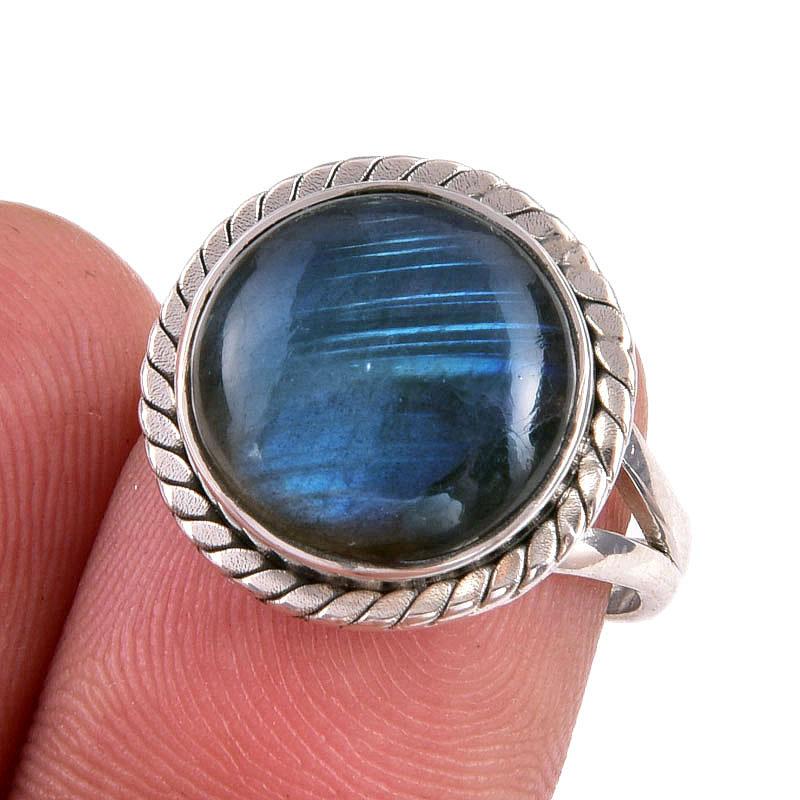 

Natural Labradorite Gemstone 925 Solid Sterling Silver Jewelry Ring S.6.5 O2h79