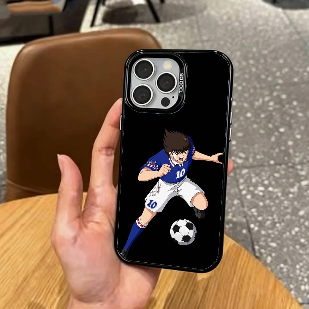 Anime C-captain T-tsubasa Phone Case For iPhone17,16,15,14,13,12,11 Plus,Pro Max Colored Silver Plated Inside Cover