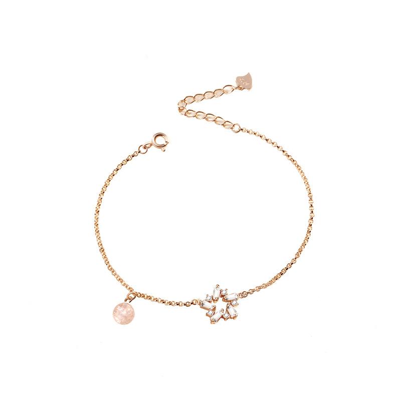 Star Bracelet Niche Design Ins Mori Strawberry Crystal Bracelet, Simple Transfer Bead Jewelry