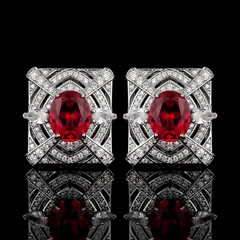 Earrings Necklaces Rings Jewelry Sets Colorful Red Corundum Fashionable High-end Women's Styles
