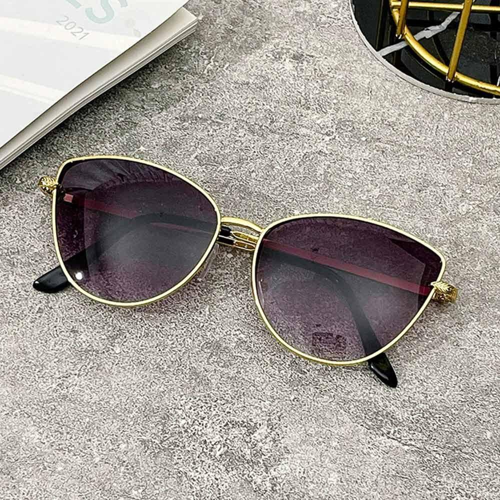 Vintage Square Frame Cat Eye Sunglasses Ocean Lenses Streetwear Metal Frame Sun Glasses Uv400 Protection Summer Shades