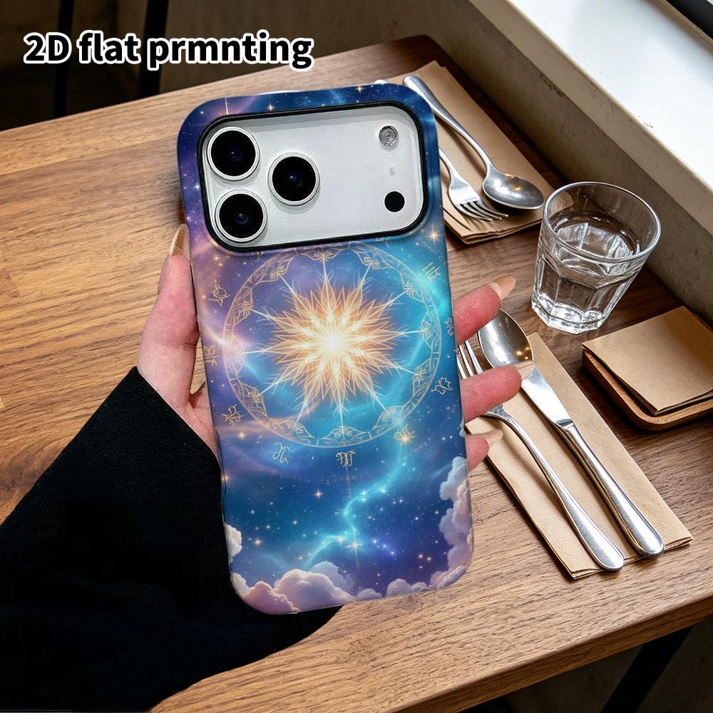 Phone Case: 2D flat design suitable for iPhone 18, 17, 16, 15, 14, 13 Pro film protective case, couple style, magic starry sky, Christmas and Hallowee