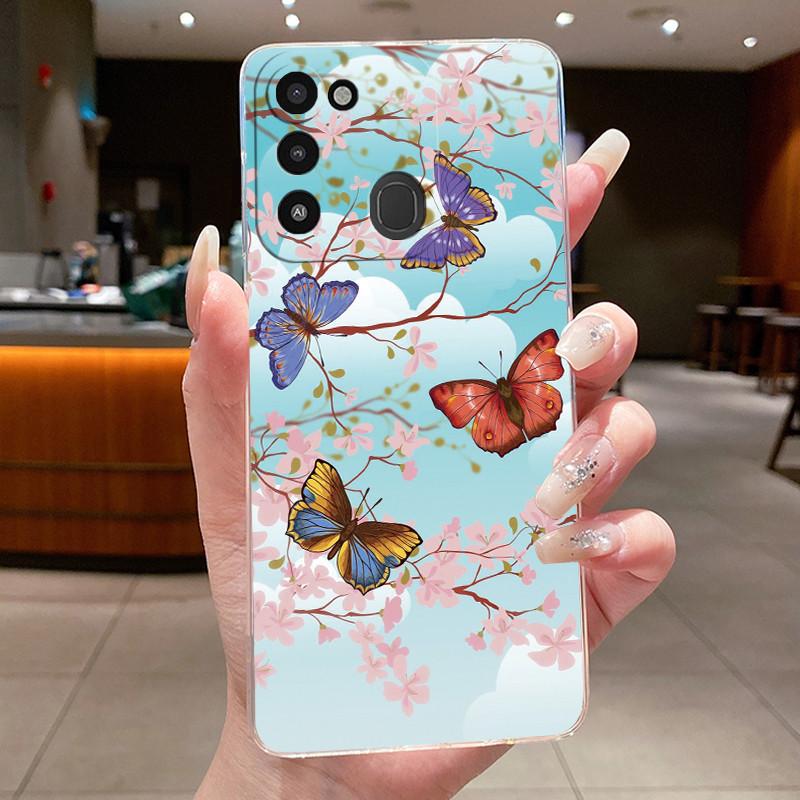 Back Cover For Tecno Spark 8C Case Clear Luxury Fashion Aesthetic Butterfly Flower Soft TPU Silicone Phone Case Tecno KG5k KG5j