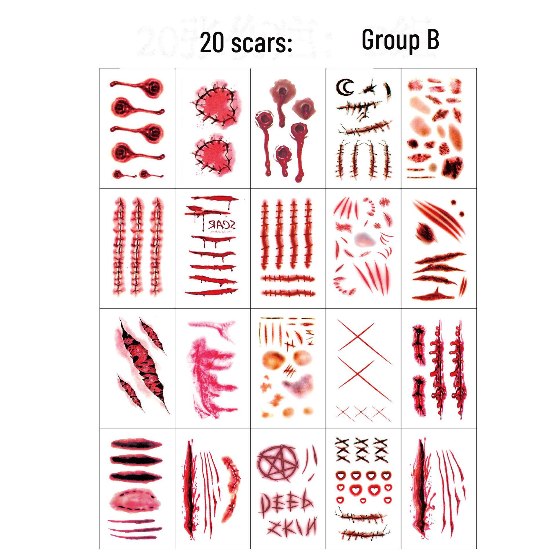 

Наклейки-татуировки с укусами и шрамами на Хэллоуин — реалистичная имитация ран и следов зубов для вечеринок 9.6 x 5.8 cm