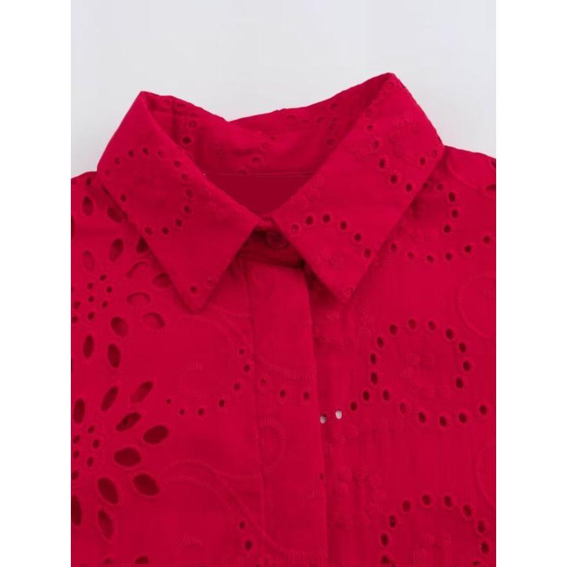 Kaslead New Arrival Women's Fashion Style Fashion Casual Embroider Poplin Shirt 8005916 600