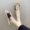 Flat on Beach Flower Shoes Slides Indoor Outside Women's Slippers and Ladies Sandals Apricot Green Open Toe Word Offer Eva I Vip