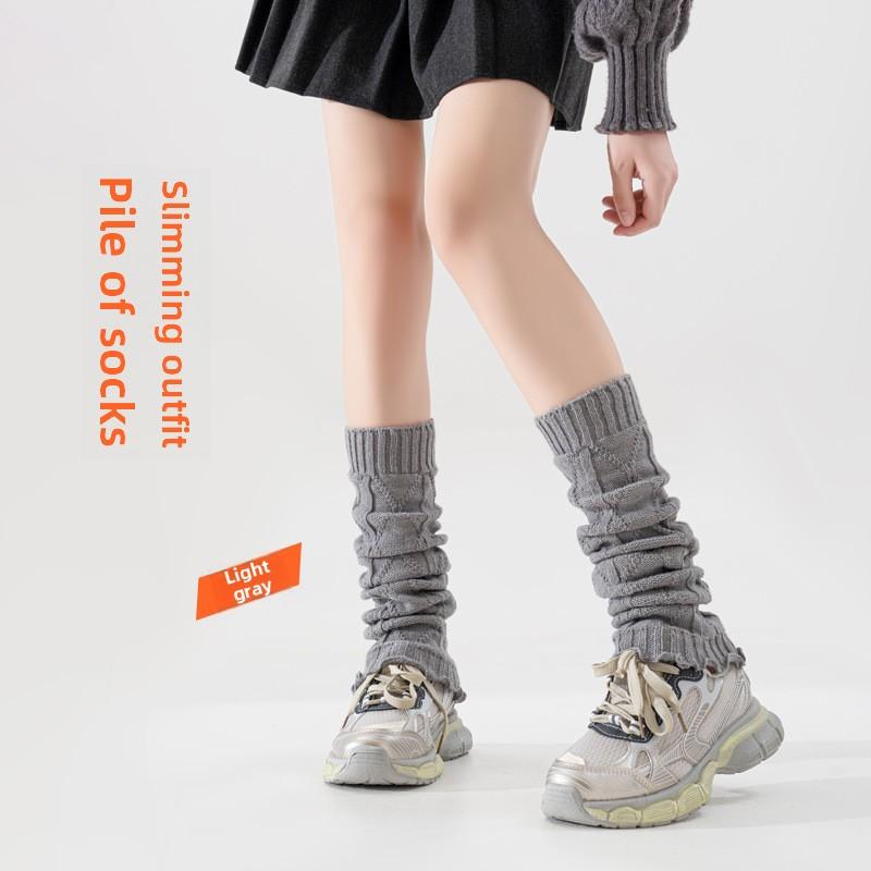 Solid-color Knitted Stocking, Woolen Socks, Pile Socks, Socks for The Lower Legs, Mid-calf Socks, Long Socks