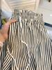 Women's Summer Striped Tie-Waist Wide-Leg Pants - Petite Fit, 145cm, Casual Lazy Style