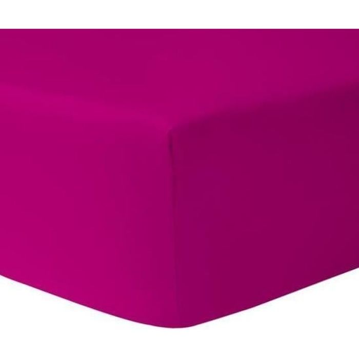 Lot de 3 Draps Housses 140 X 190 cm 100 % Coton FUSHIA / ROSE PALE / ROUGE - HOMEROKK