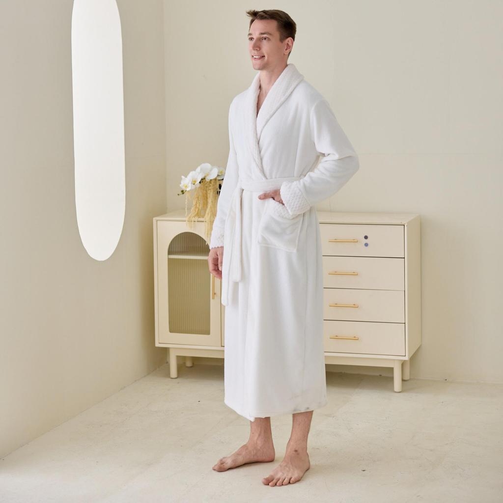 Thick Flannel Unisex Bathrobe - Plus Size, Couple's Long Nightgown Pajamas