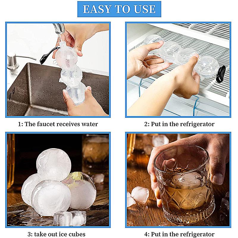4 Holte Sphere Whisky Ijs Bal Mould Ronde Jelly Icecube Maker Mallen Diy Cocktai Hockey Maken Gereedschap Voor Thuis Bar Party