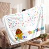 Hey Duggee Personalized Flannel Blanket, Custom Printed Text Name, Warm Soft Blanket For Couch Bed