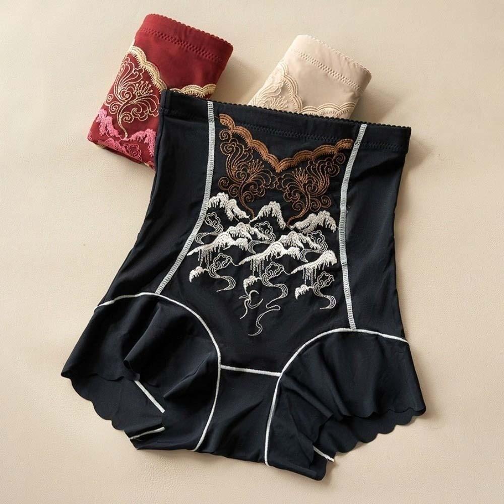 High Waist Underwear Slimming Underpants Embroidery Flower Postpartum Body Shaper Lady