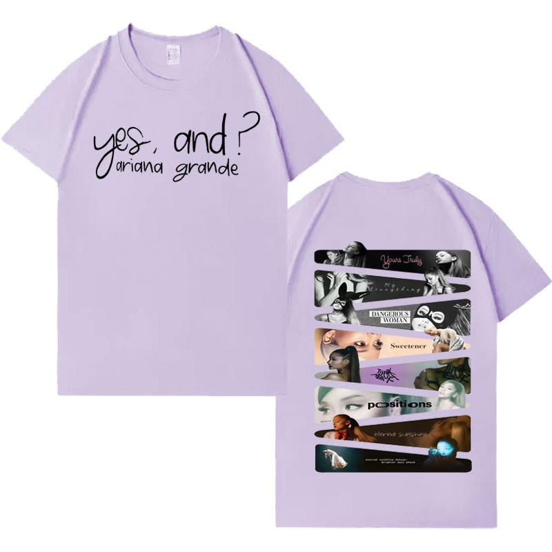 Yes and Ariana Grande Singer Trendy Music TShirts Mens Women Gothic Clothing Short Sleeve Tshirt Cozy Loose Crewneck Streetwear