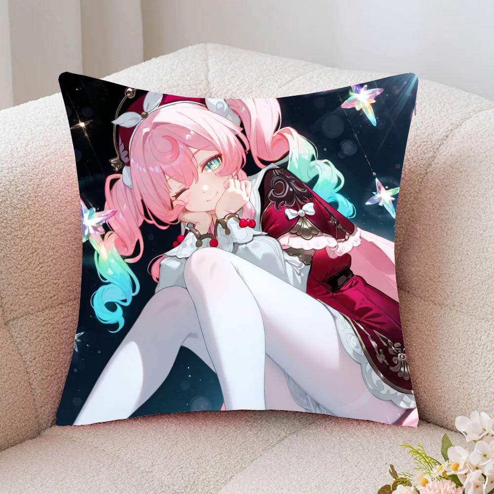Hyacine Animated Game Honkai Star Rail Pillow Case Fashion Square Pillowcase Bedroom Sofa Room Ins Decoration Leisure