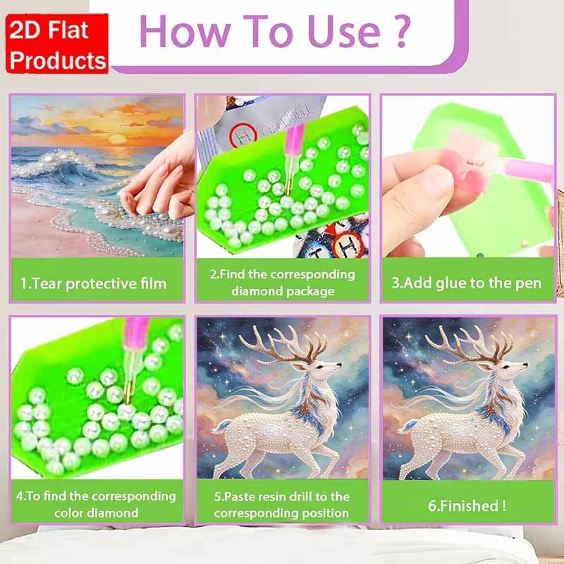 Animal 5D Pearl Painting Celestial Deer Handmade DIY Home Office Desktop Decoration Painting Threedimensional Luxury Sparkle Art