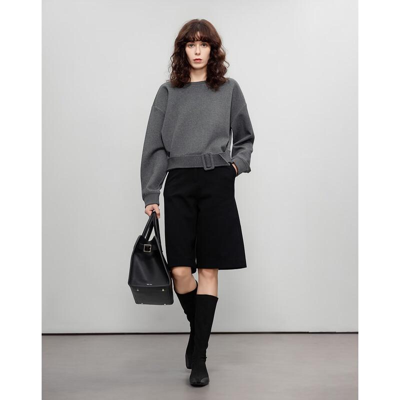 Demana Women's Air Layer Belted Drop Shoulder Sweatshirt