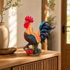 Resin Cockerel Figurine Colorful Decorative Statue Fadeproof for Festive Styling