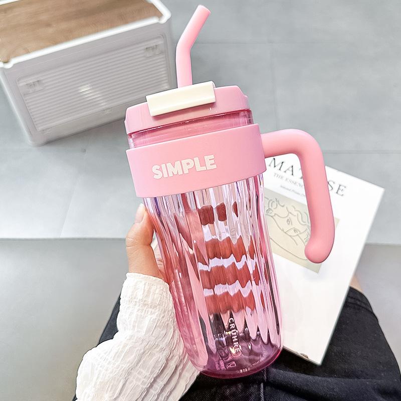 Gobelet avec couvercle et paille et poignée 920ML Grande capacité Tasse pour femmes adultes Tasse à café pour voyage Bouteille d'eau en plastique Sans BPA